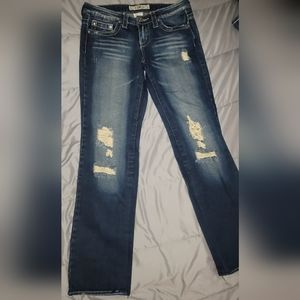 YMI Woman's Distressed Boots Cut Blue Jeans Size 7